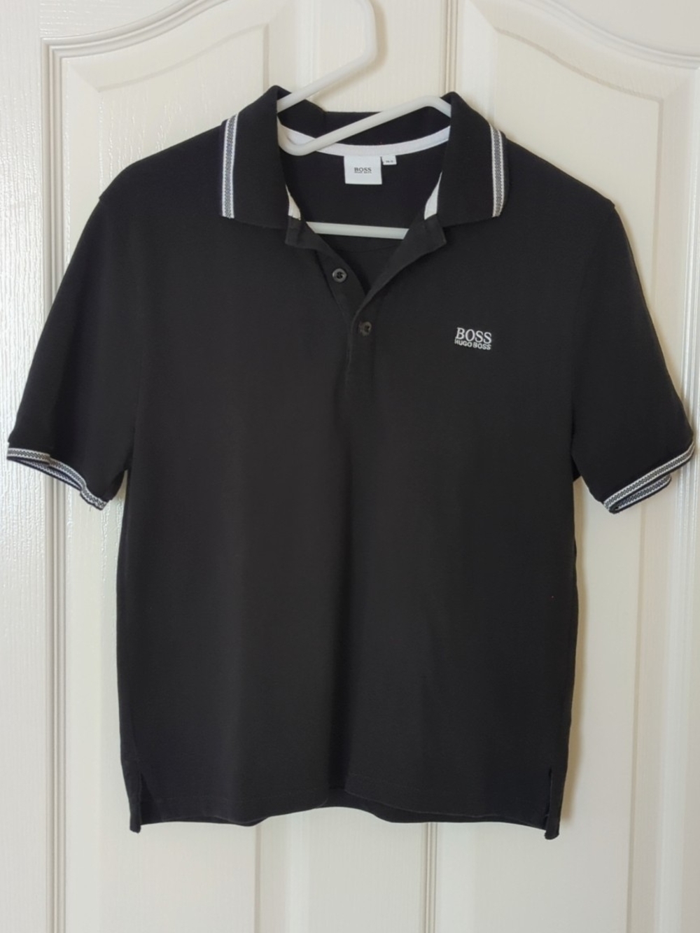 HUGO BOSS Black Polo Shirt with Contrast Trim - Ladies S / Boys 14s